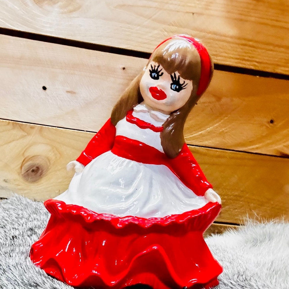 Annabelle horror movie character upcycled ceramic figure handpainted